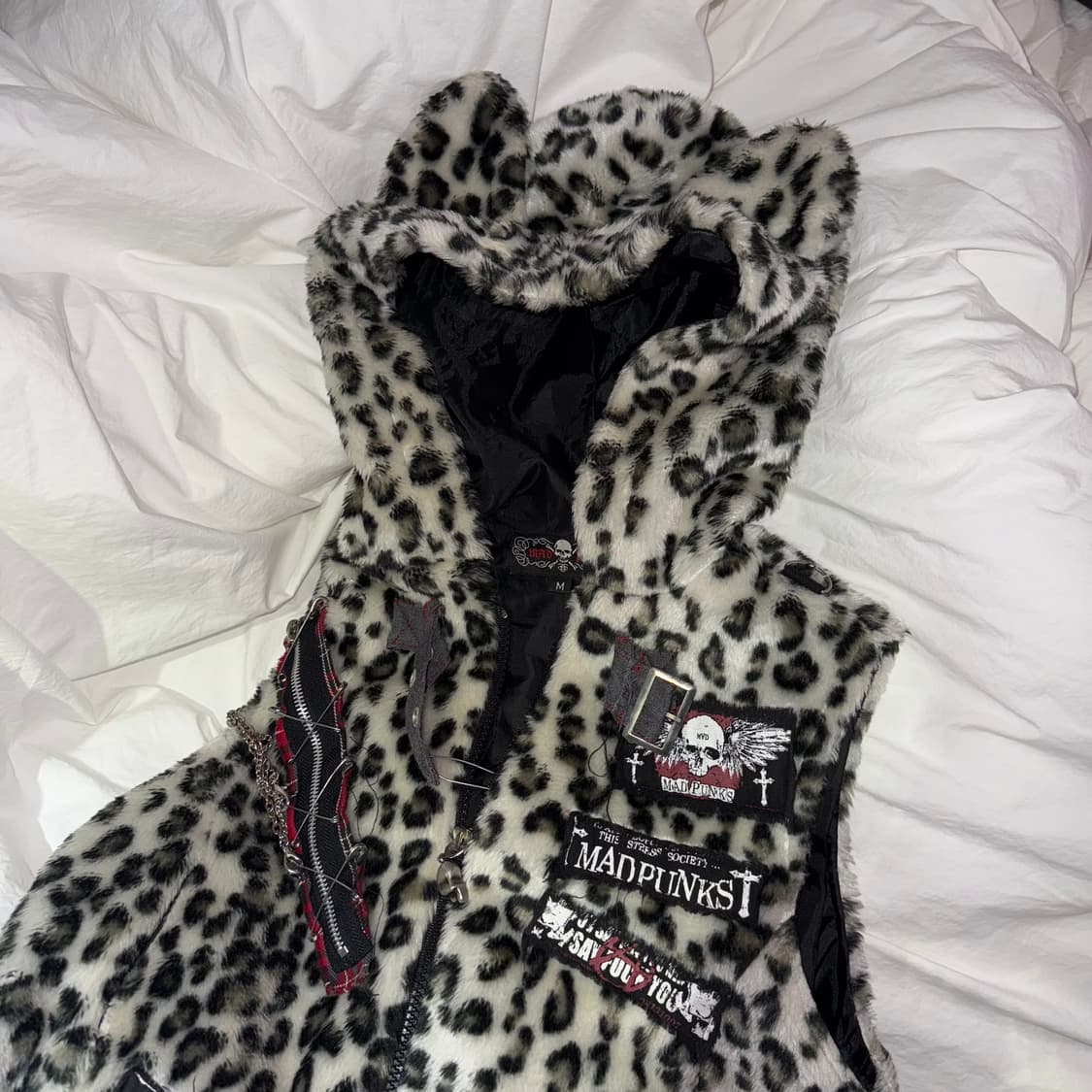 매드펑크 네코 레오파드 후드 베스트 상품이미지3