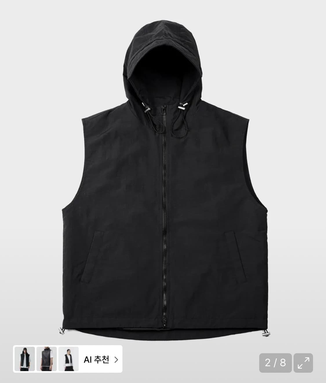 토피 하이넥 나일론 후드 집업 베스트 (BLACK) 상품이미지1