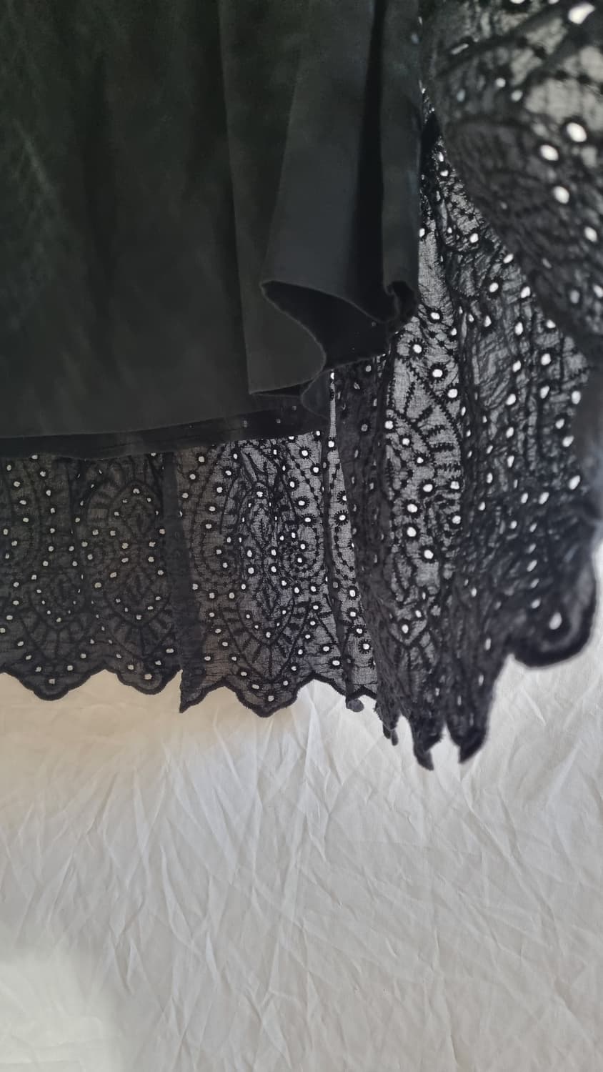 일본빈티지 펀칭 레이스 자수 롱 스커트 블랙 상품이미지4
