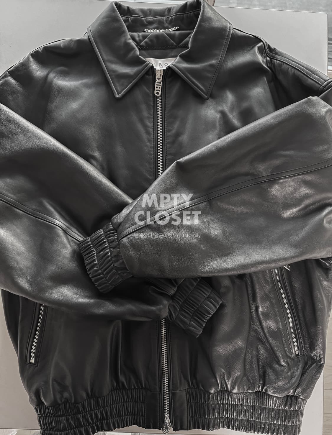 [100] IRO MEN 이로맨 패디드 램스킨 레더 블루종 자켓 점퍼 상품이미지3