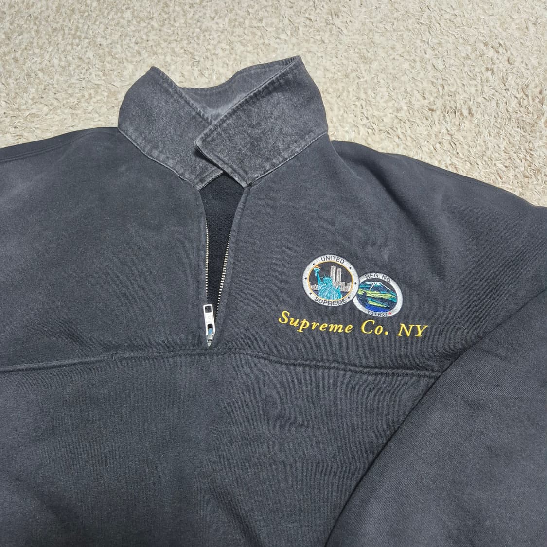 슈프림 데님카라 하프집 스웨트 셔츠(미사용) 상품이미지2