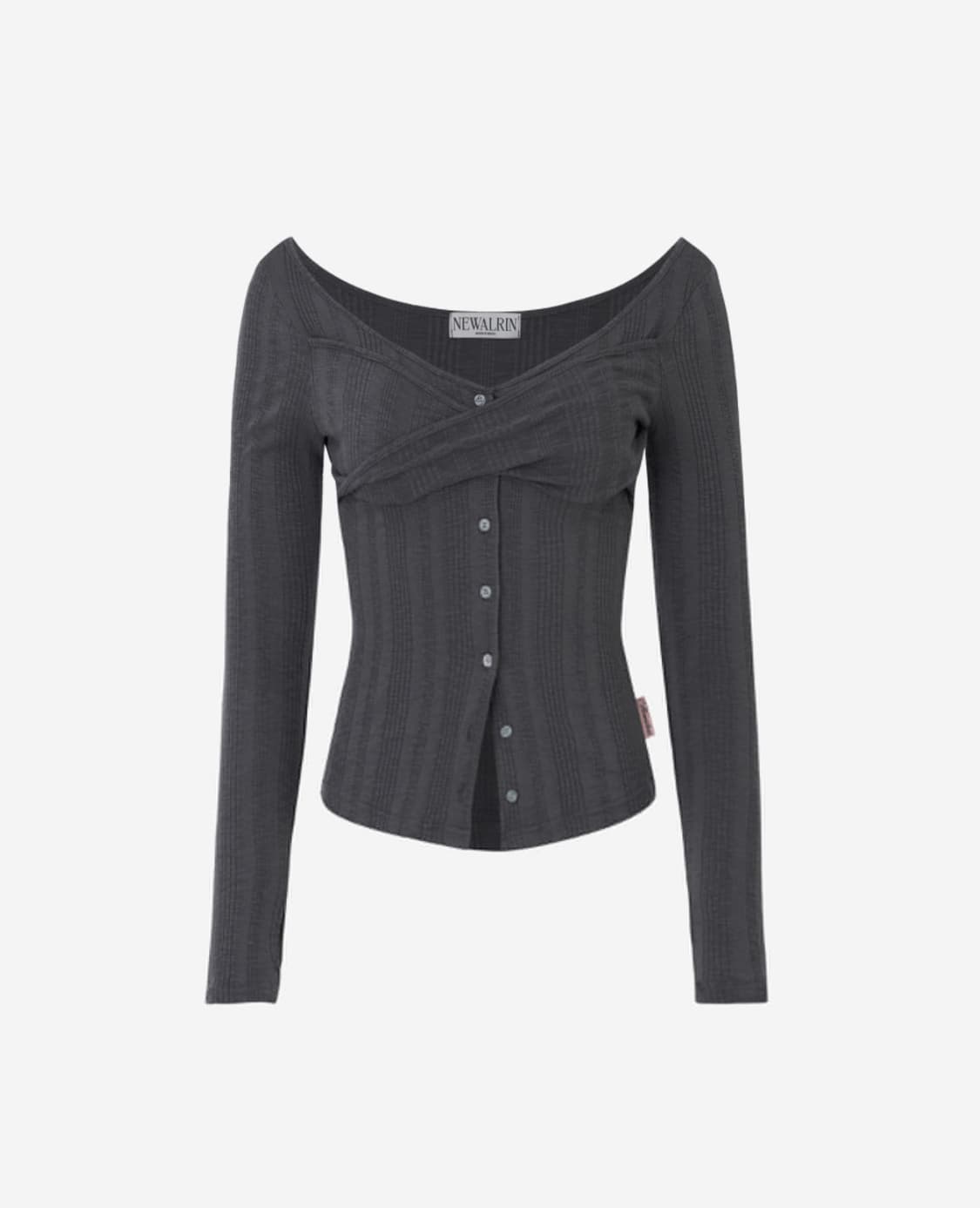 뉴얼린 트위스트 버튼탑(차콜) 상품이미지1