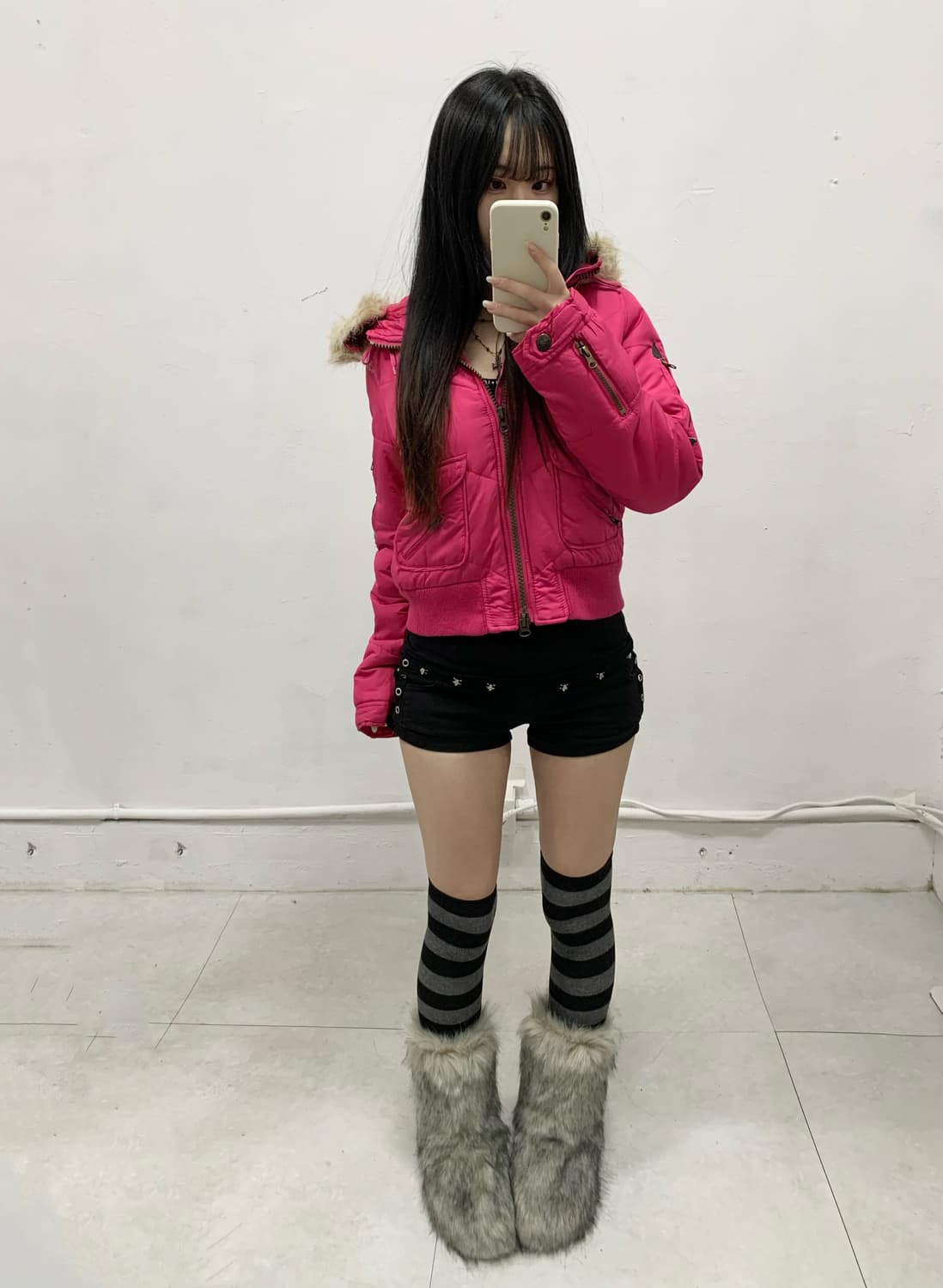 [T.T.U] 갸루 y2k 울프죠 핑크 숏 패딩 자켓 상품이미지2