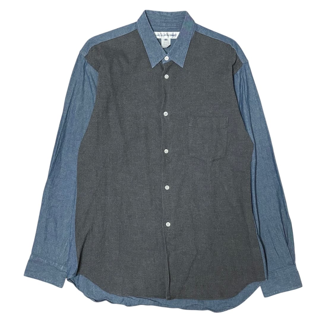 [M] 꼼데가르송 셔츠 원단 전환 샴브레이 셔츠 상품이미지1