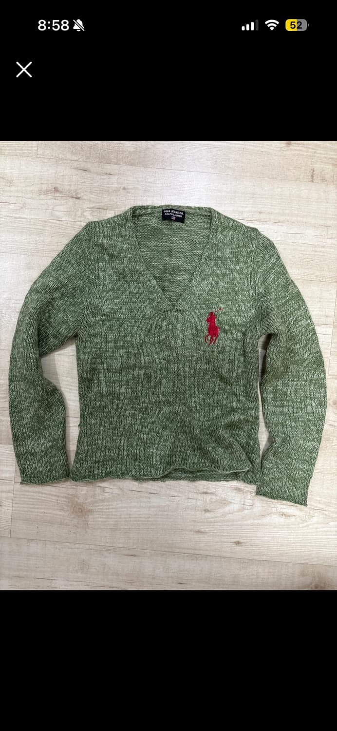 폴로진스 그린 V넥 니트 s 상품이미지1