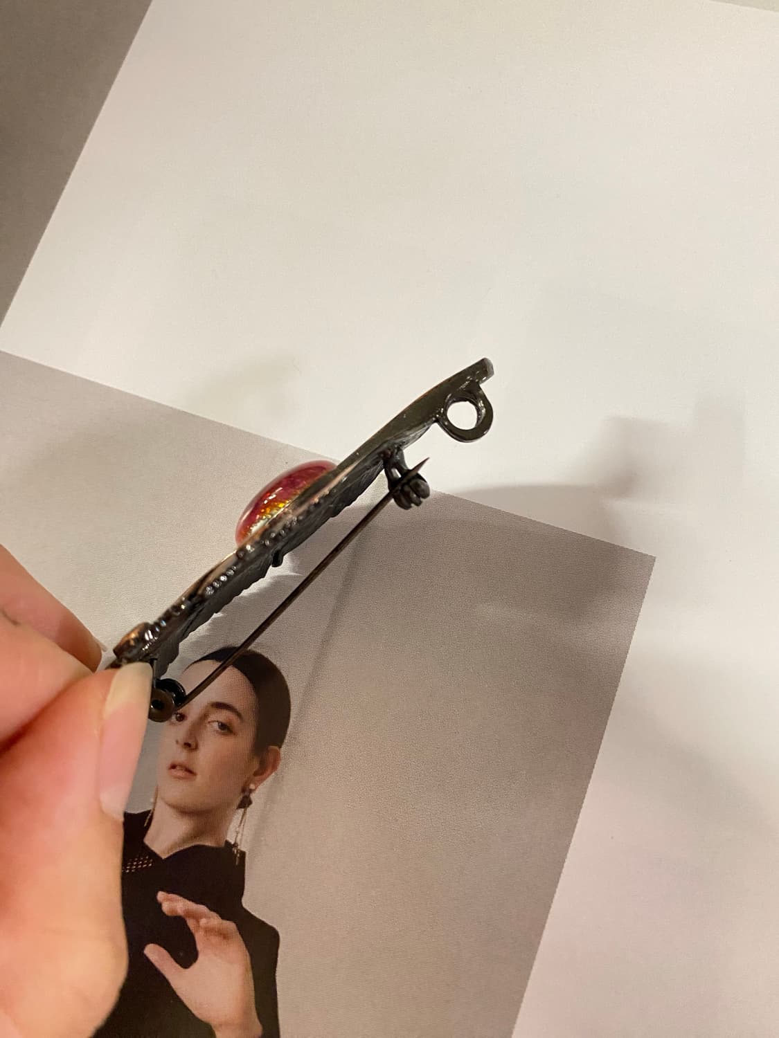 일본 빈티지 리프 칠보 브로치겸 팬던트 상품이미지5