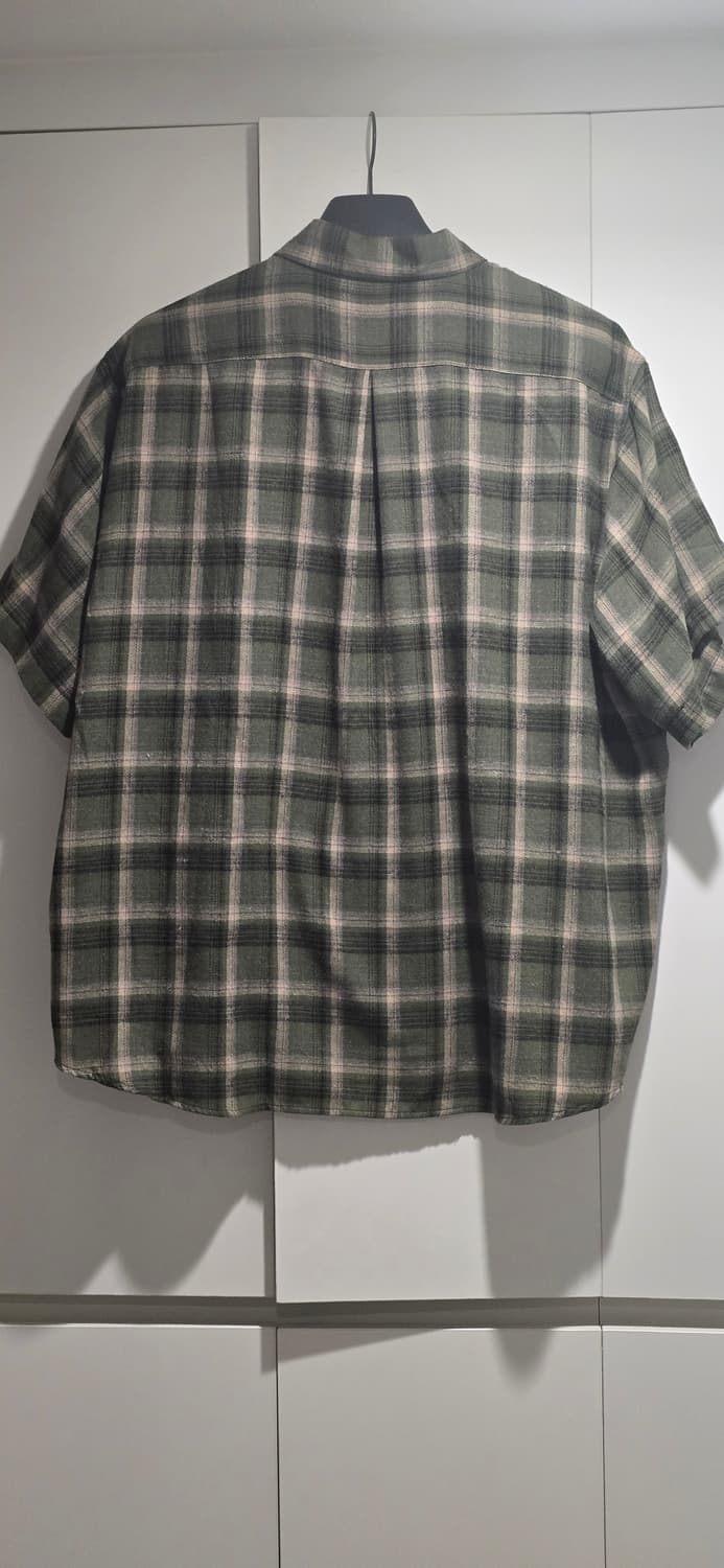 스탠다드에러 빈티지 포레스트 오버핏 반팔 타탄 체크 셔츠 그린 상품이미지3