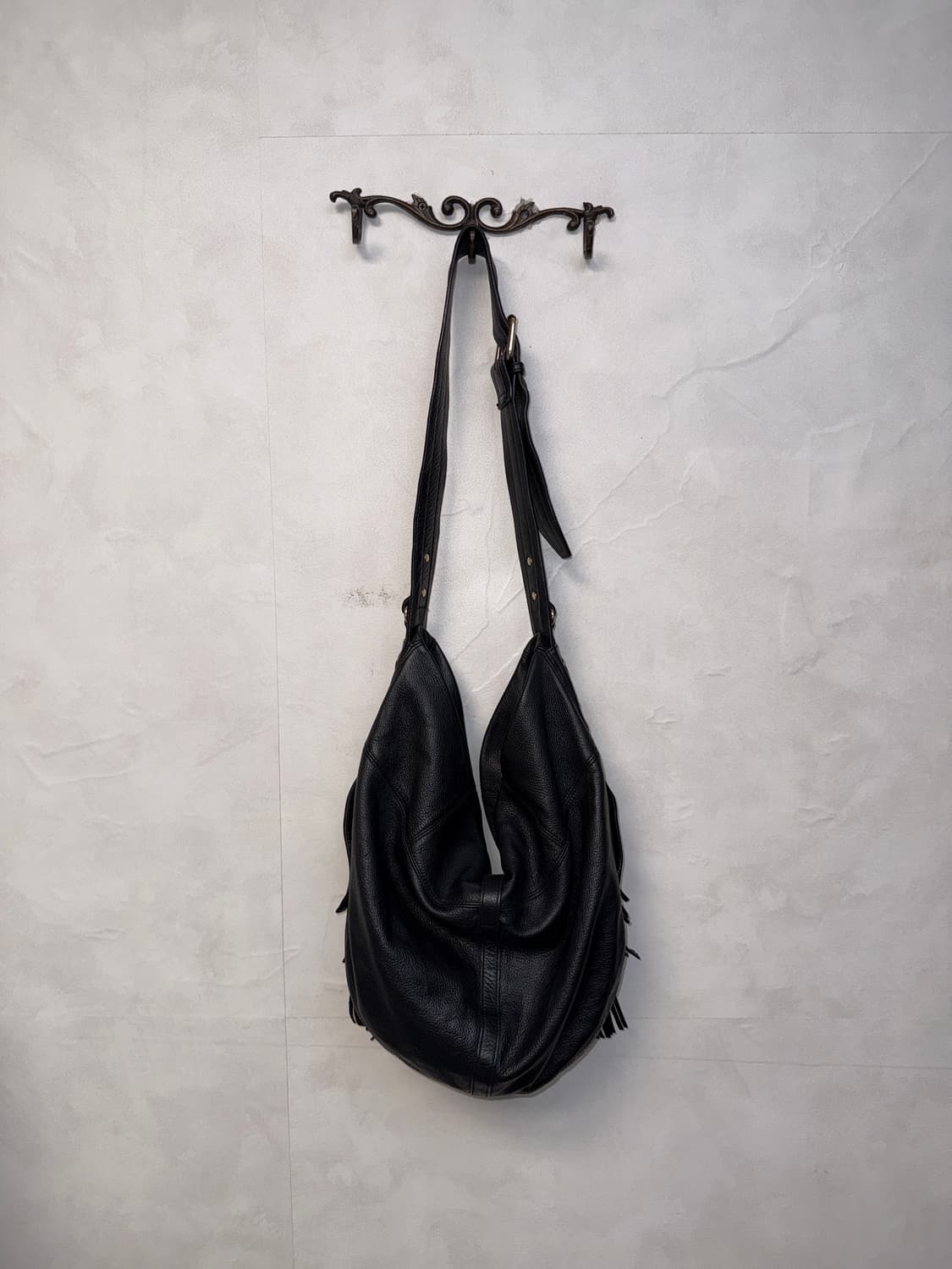 Black western fringe chain buckle bag 상품이미지4