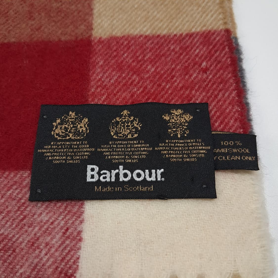 MX535 바버 90s 스코틀랜드판 램스울 블록체크 레드 머플러 목도리 상품이미지4