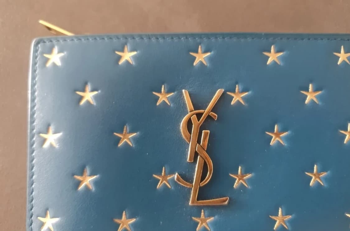 Ysl 입생로랑 스카이블루 스타 레더 반지갑 상품이미지3