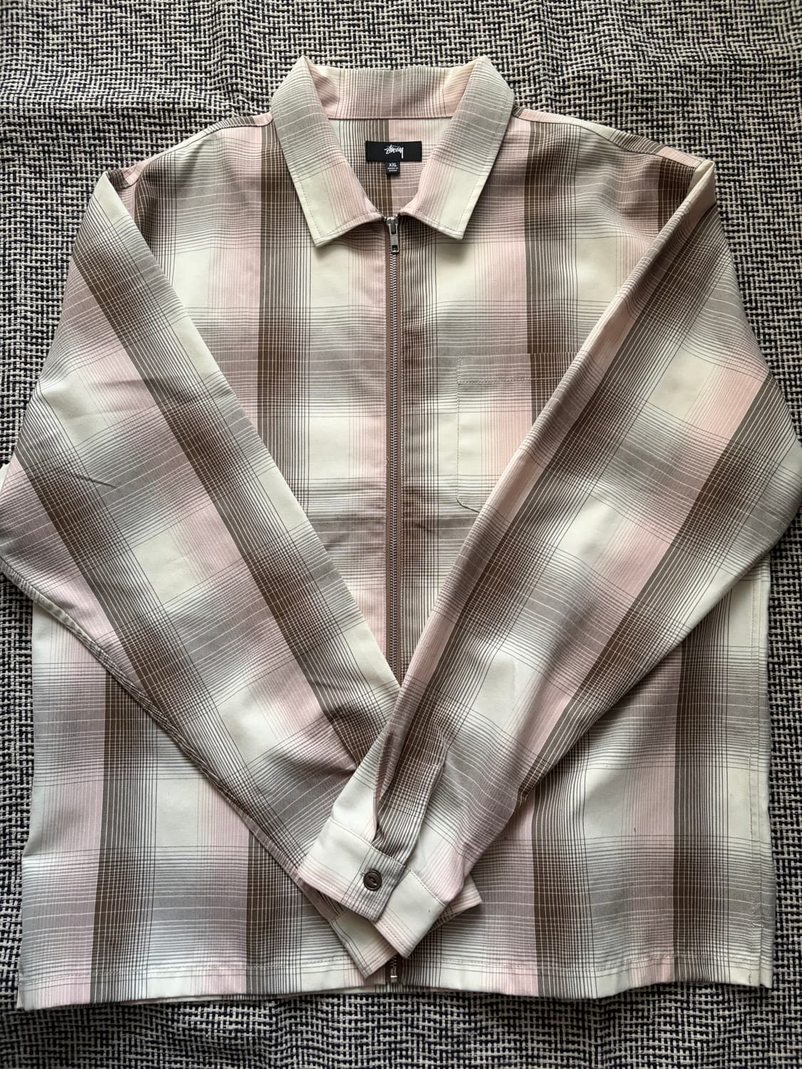 스투시 쉐도우 플레이드 집업 셔츠 XXL 상품이미지1