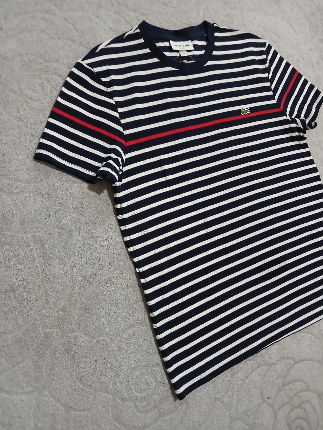 *Lacoste 스트라이프 반팔 티셔츠 (네이비) 상품이미지2