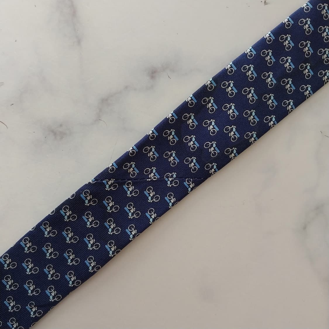 페라가모 실크 네이비 바이크 패턴 넥타이 8cm B등급 k1666 상품이미지8