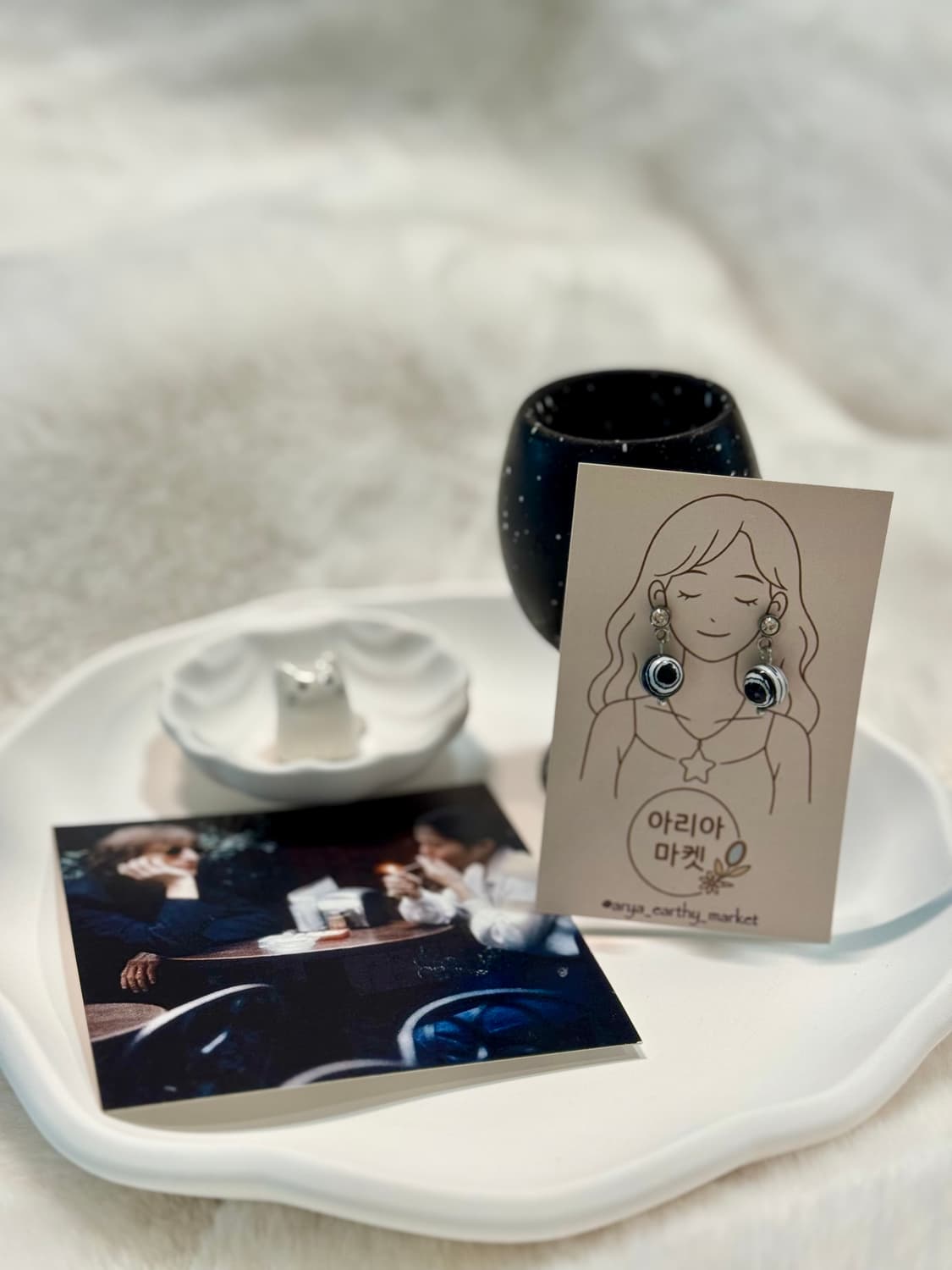 하나뿐인 무늬〰️ 마블 스톤 귀걸이🦓🖤 상품이미지4