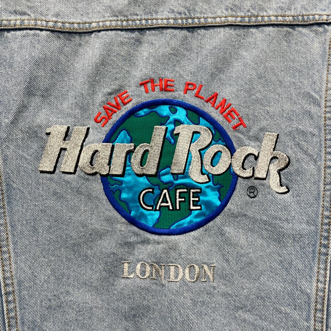 90s Hard Rock Cafe 하드 락 카페 런던 후면 자수 데님자켓 상품이미지5