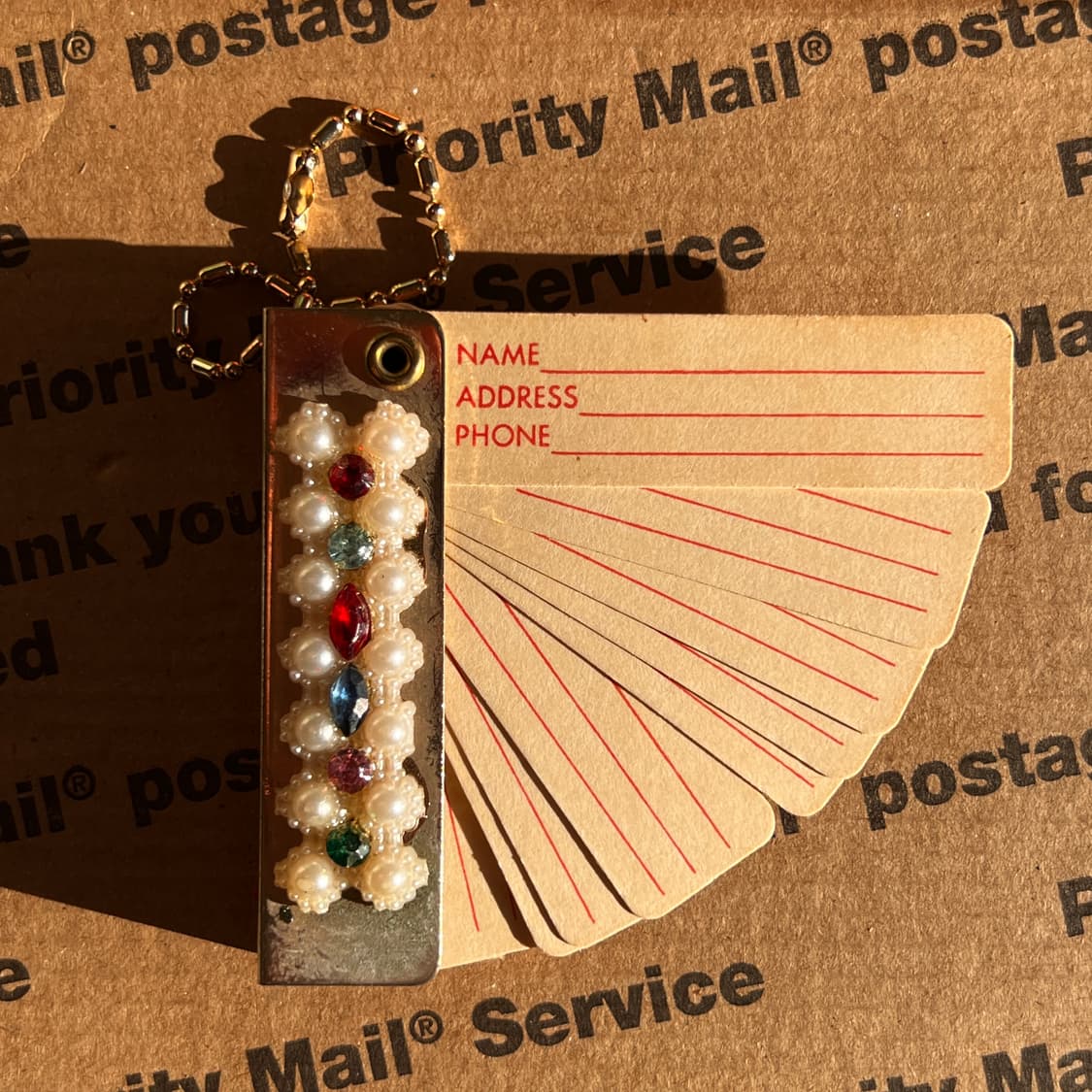 90s vtg Beaded Address Book Keyring 상품이미지2