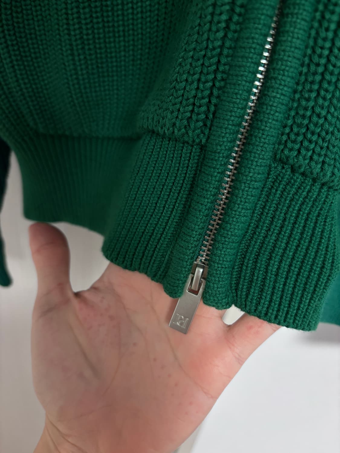 새상품) M 인템포무드 니트 후드집업 그린 상품이미지5