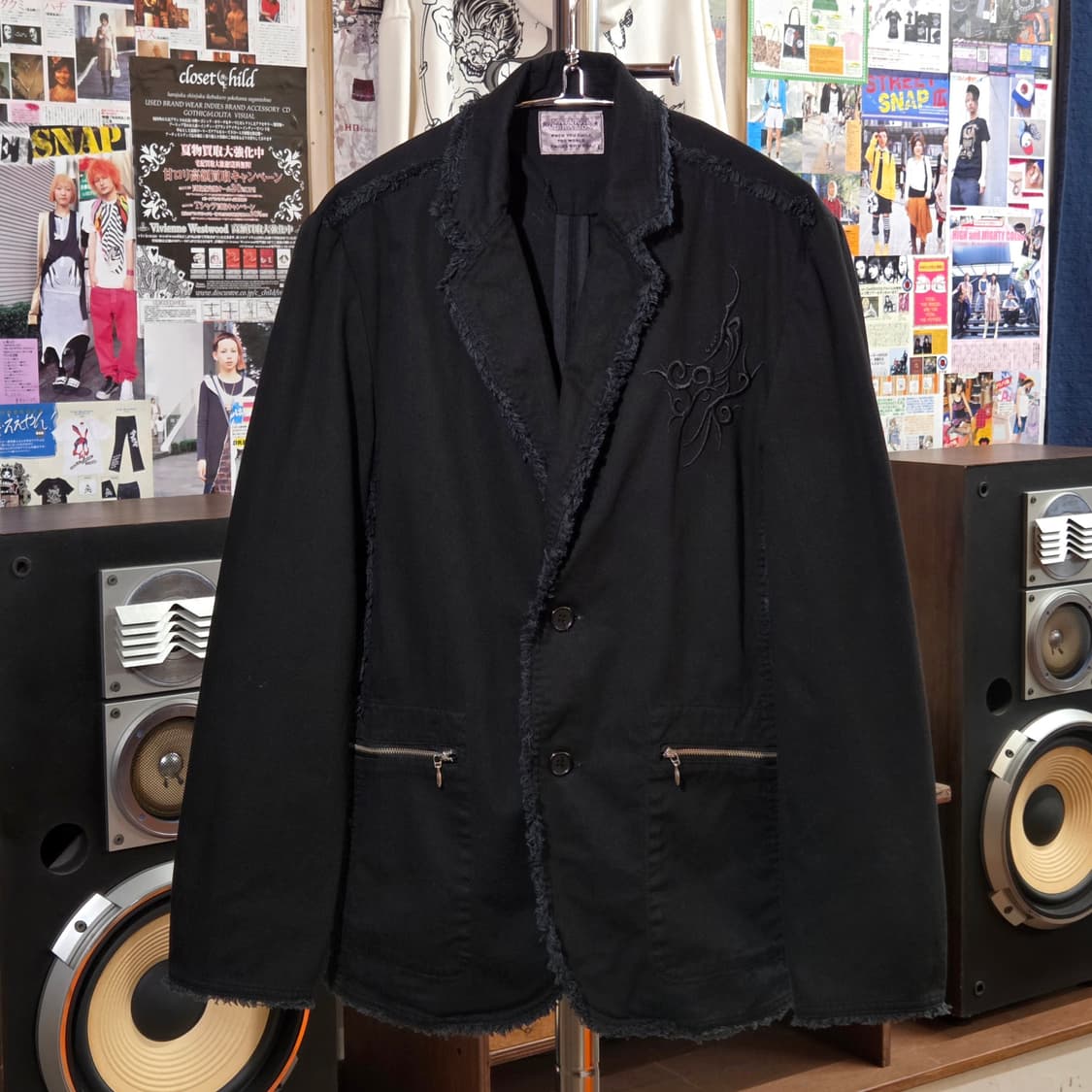 JPN 그런지 자수 레터링 코튼 블레이저 상품이미지2