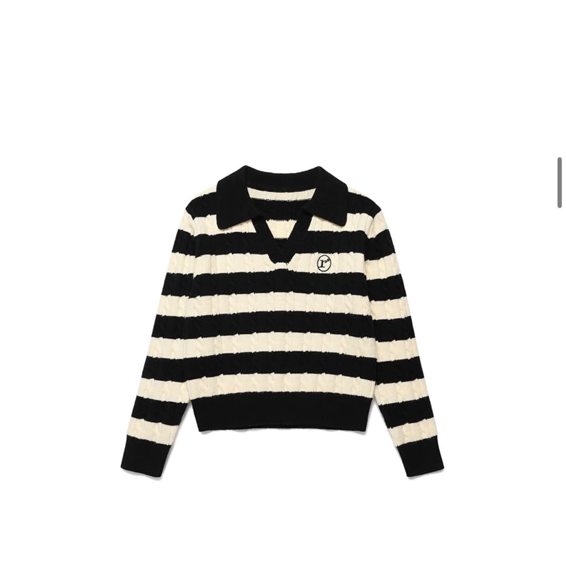 [장원영 니트] 로라로라 칼라 스트라이프 보더 니트 화이트블랙 상품이미지2