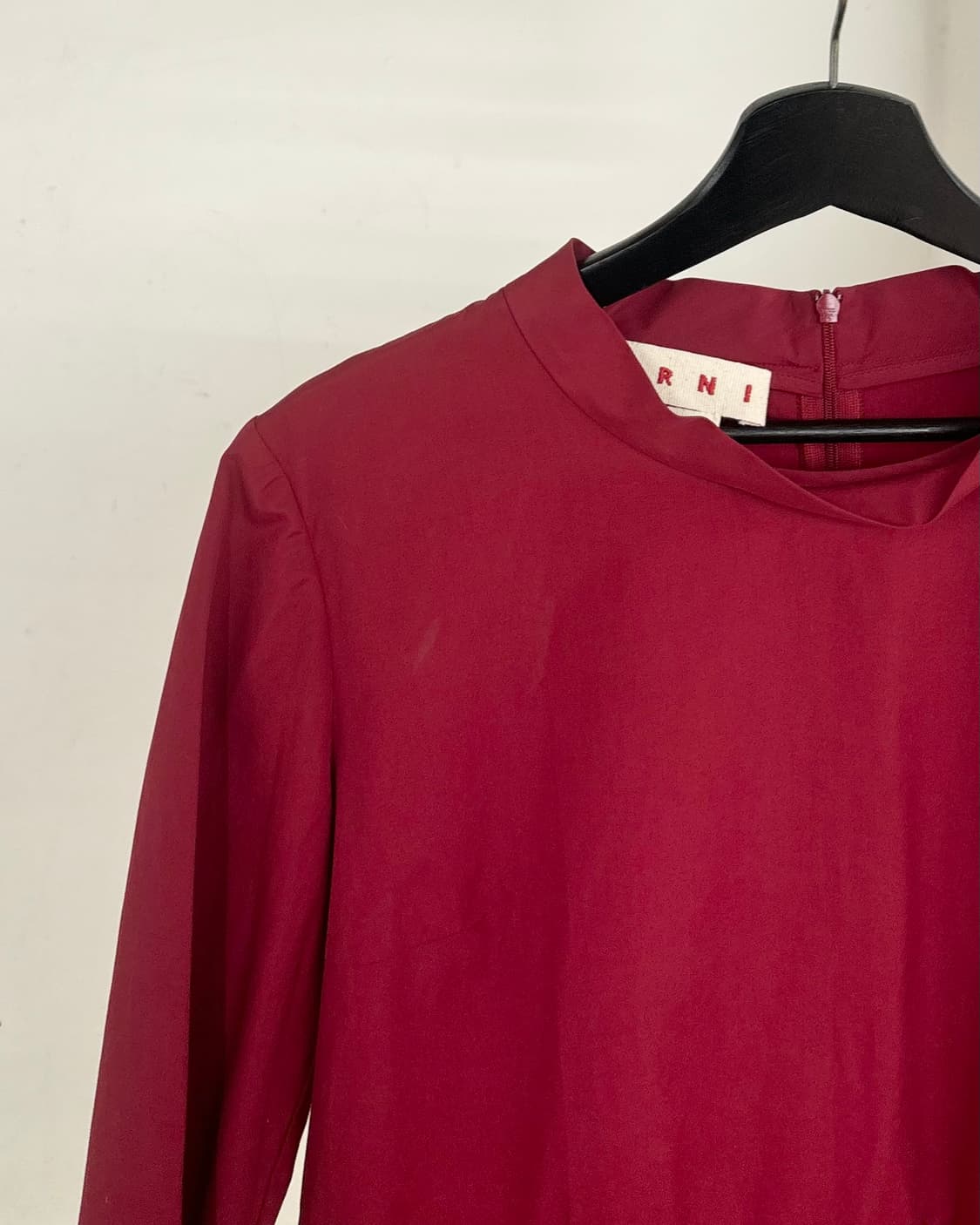 마르니 레드 3/4 소매 모의 목탑 블라우스 상품이미지3