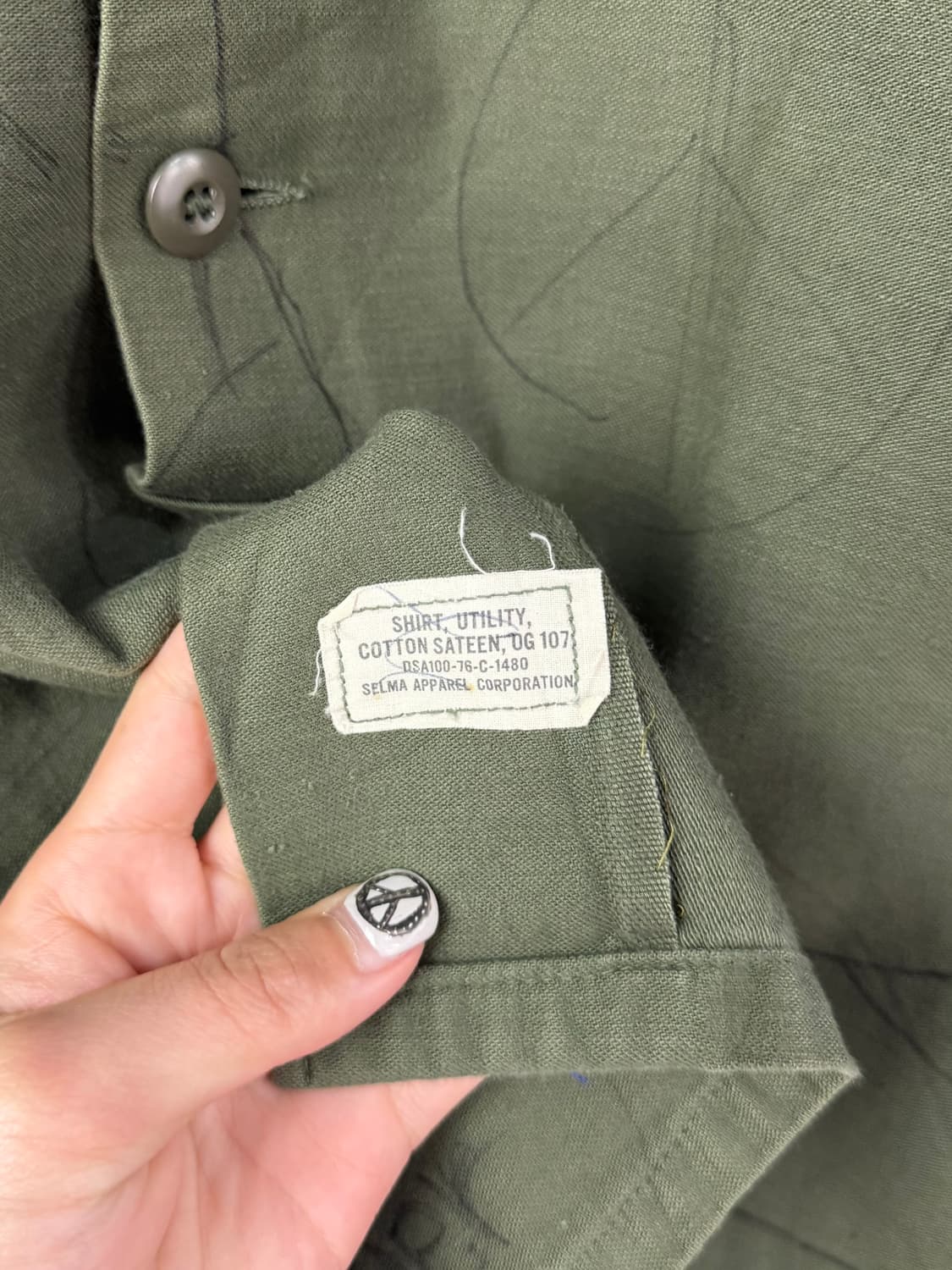70s OG-107 드로잉 커스텀 밀리터리 셔츠 상품이미지6