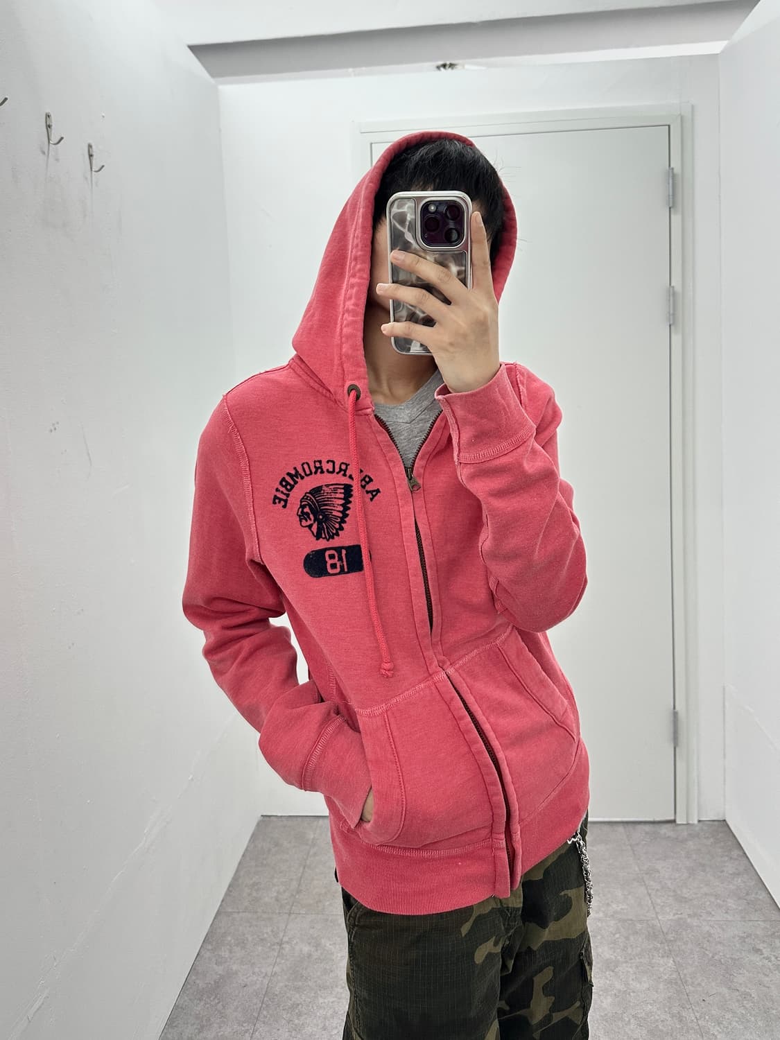 Abercrombie & Fitch hood zip up y2k pink 상품이미지2