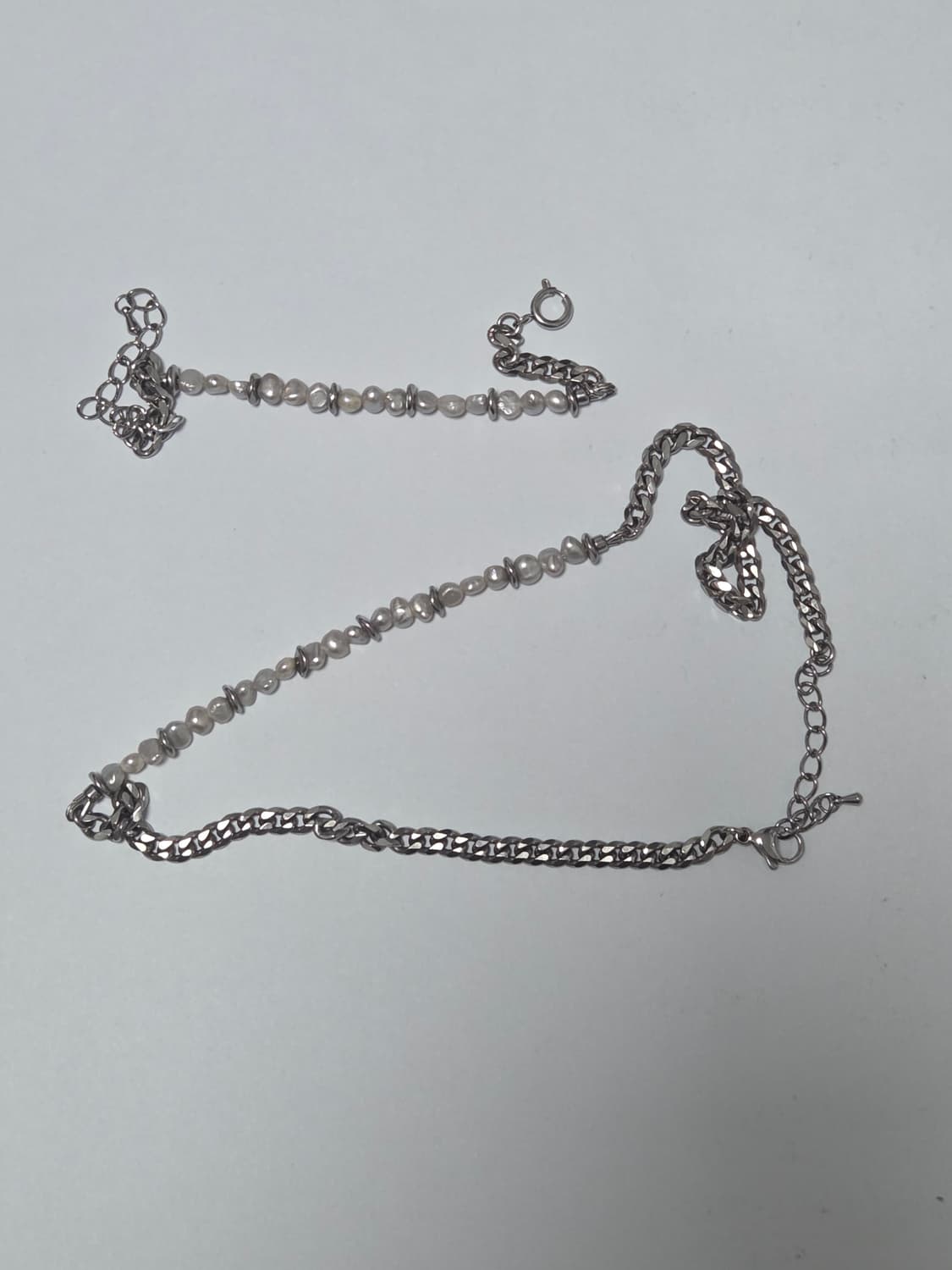 벨리에 체인 펄 목걸이 + 팔찌 상품이미지3