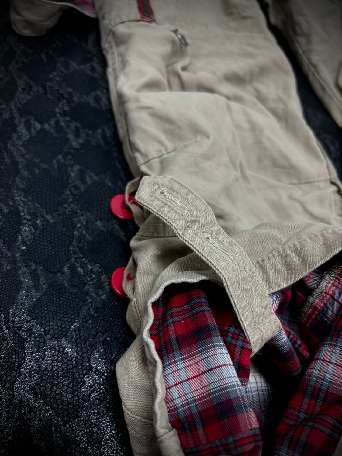 “Vintage” Y2K Mood Check Detail Cargo Be 상품이미지3