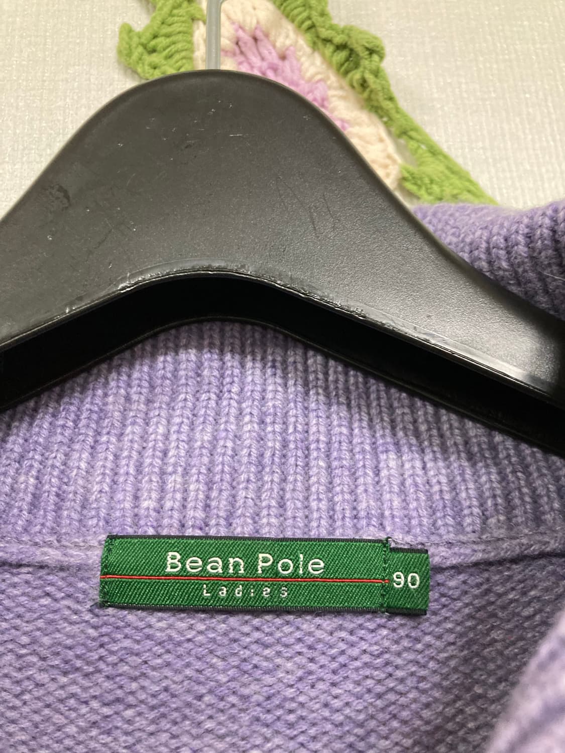 빈폴 여성 울 100% 슬림 딱붙핏 숄카라 니트 90 _ 연보라 상품이미지9