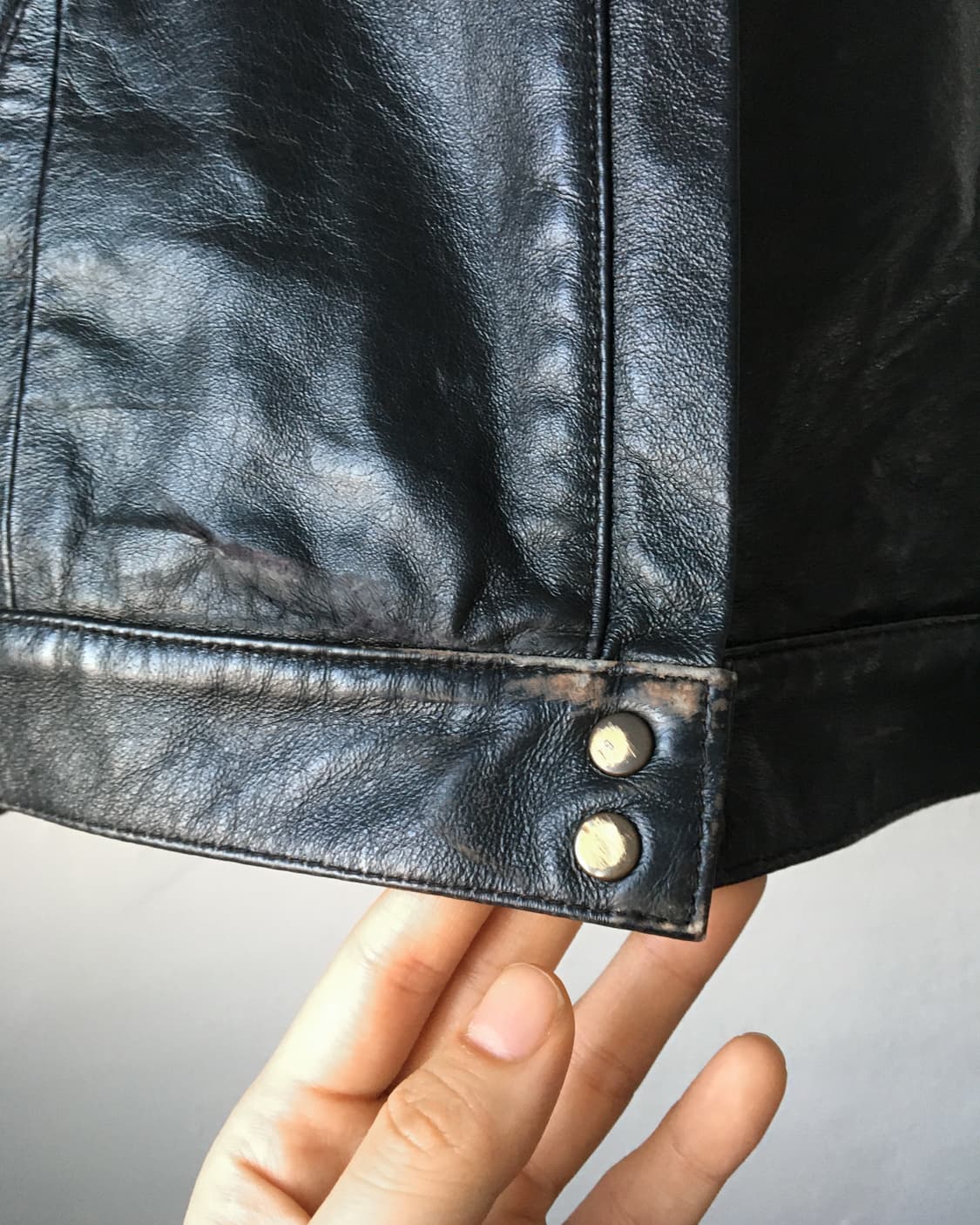 High neck leather jacket 상품이미지5