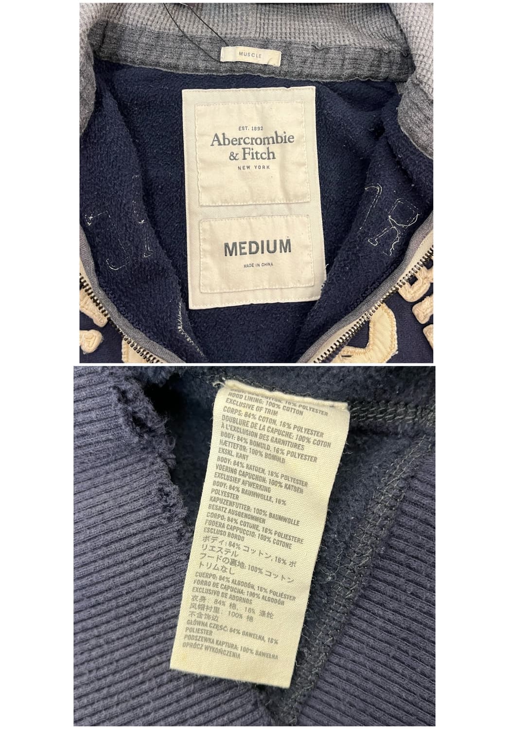아베크롬비 후드집업 네이비 M #csz1848 상품이미지4