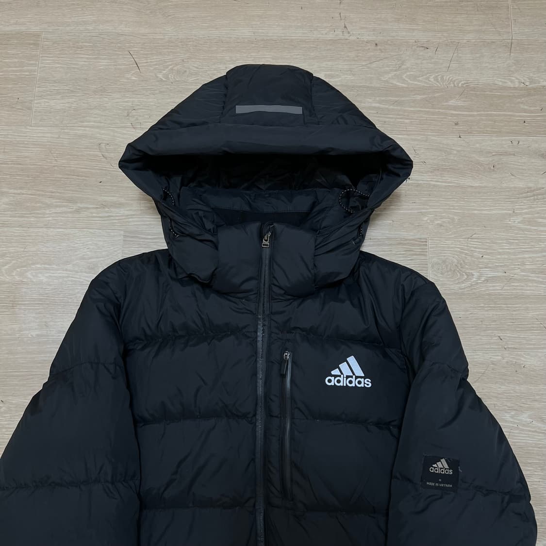 아디다스 여성 덕다운 와펜 벤치코트 후드 롱패딩 점퍼 [블랙] S/90 상품이미지2