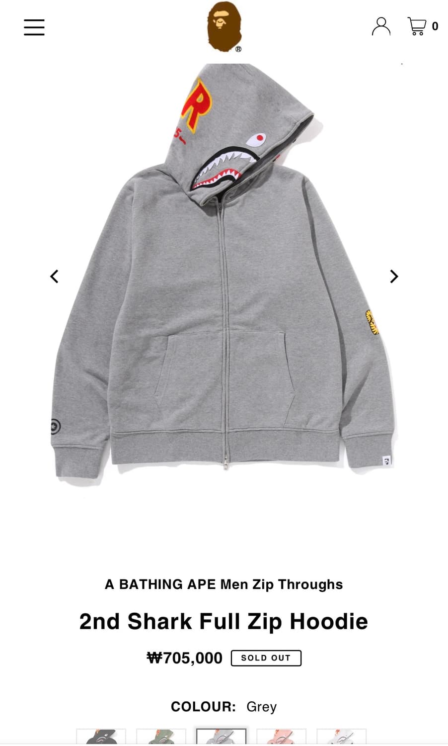 베이프 후드집업 2nd Shark Full Zip Hoodie 상품이미지1