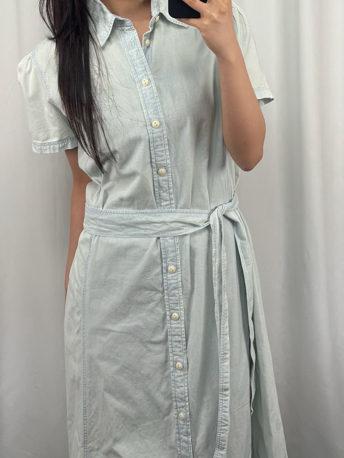 폴로 벨티드 데님 반팔 롱원피스 상품이미지2
