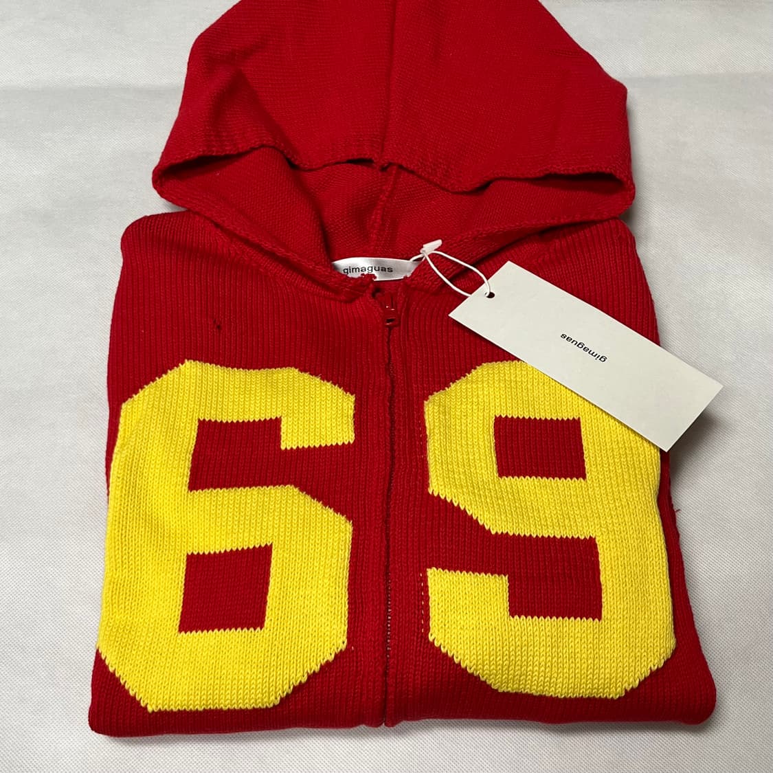 [XS,S]기마구아스 69 니트 후드 집업/레드 상품이미지4