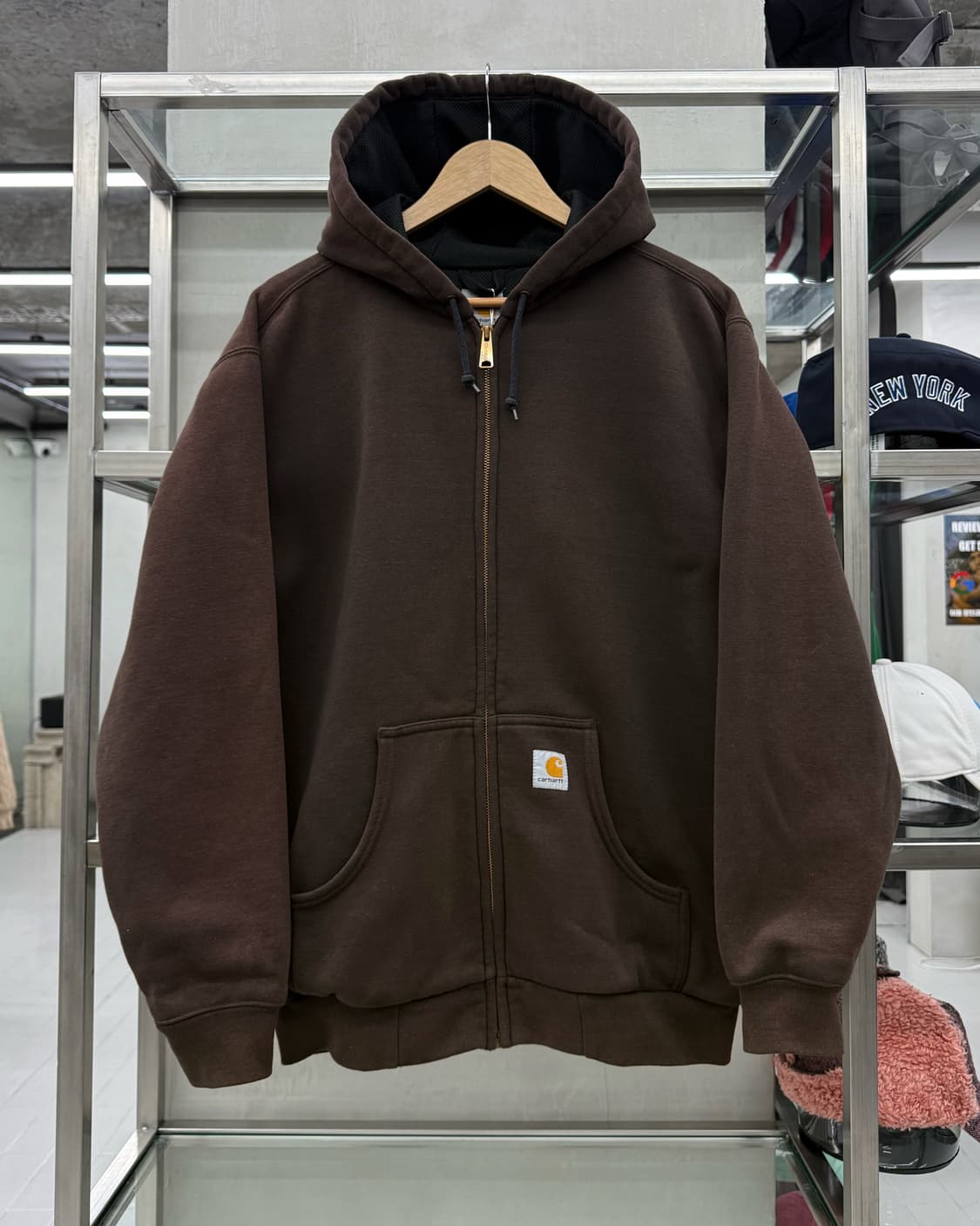칼하트 00s 레인 디펜더 써멀 스뤳 후드집업 브라운 상품이미지1