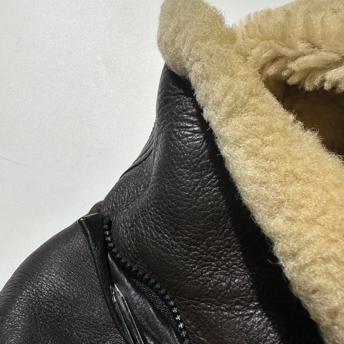 램스킨 시어링 무스탕 봄버 자켓 다크브라운 상품이미지6