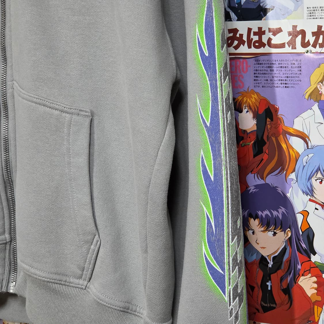 홀리스터X혼다 스트릿 프린팅 그레이 오버핏 후드집업 상품이미지4