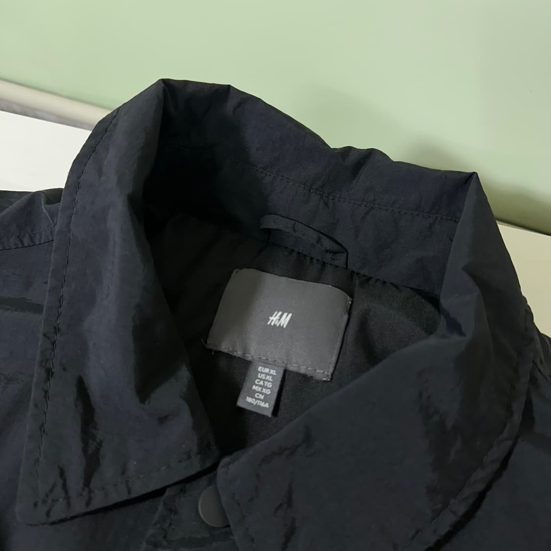 XL 흐앤므 H&M 블랙 오버핏 투포켓 버튼 바람막이 자켓 상품이미지3