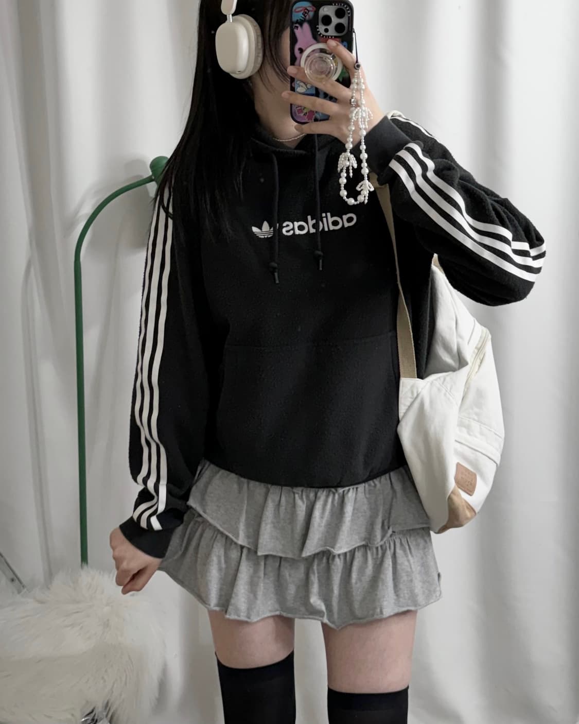 아디다스 블랙 파이어버드 뽀글이 후드티 상품이미지2