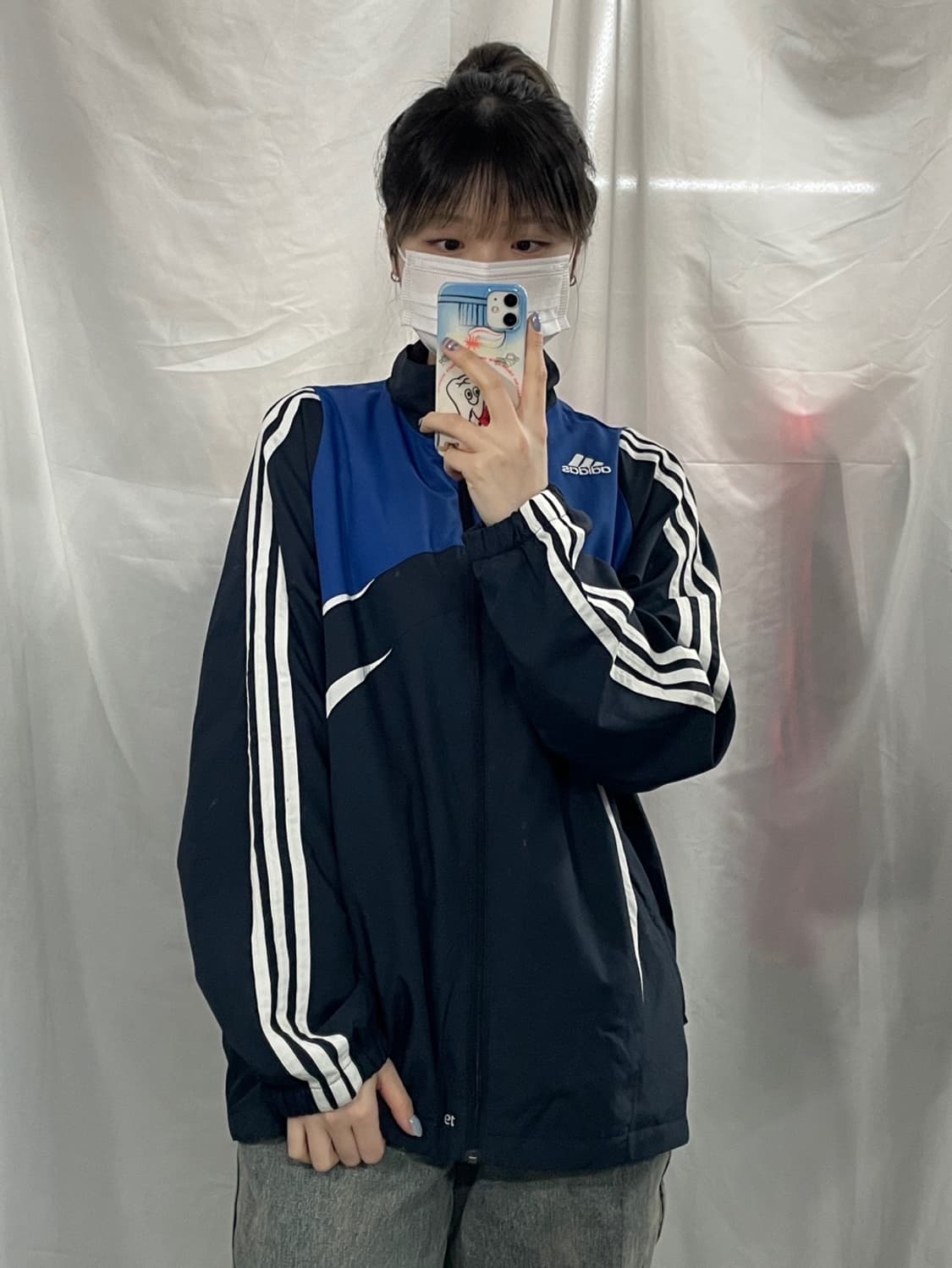 아디다스 배색 삼선 바람막이 100 상품이미지4
