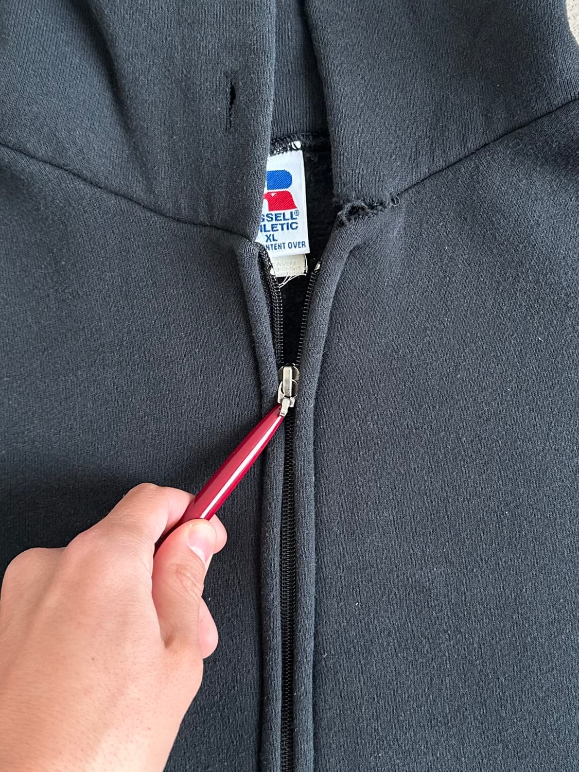 90s 빈티지 러셀 후드집업 블랙 XL 상품이미지6