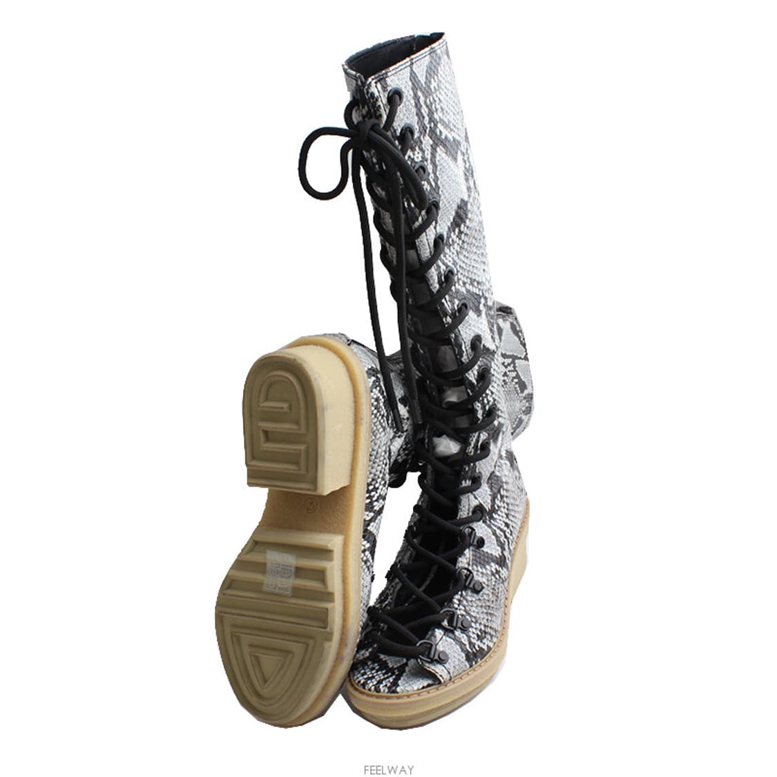 3.1필립림 파이톤 패턴 레이스업 롱부츠 240 상품이미지3