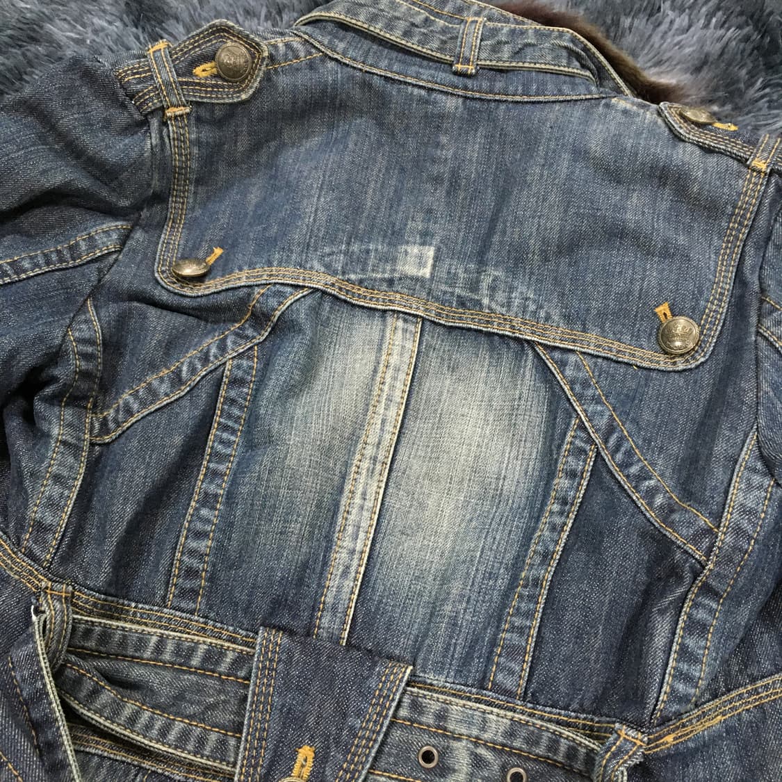 투티/0319 ENC fox 퍼 데님 코트 배색 털 빈티지 Y2K 상품이미지6