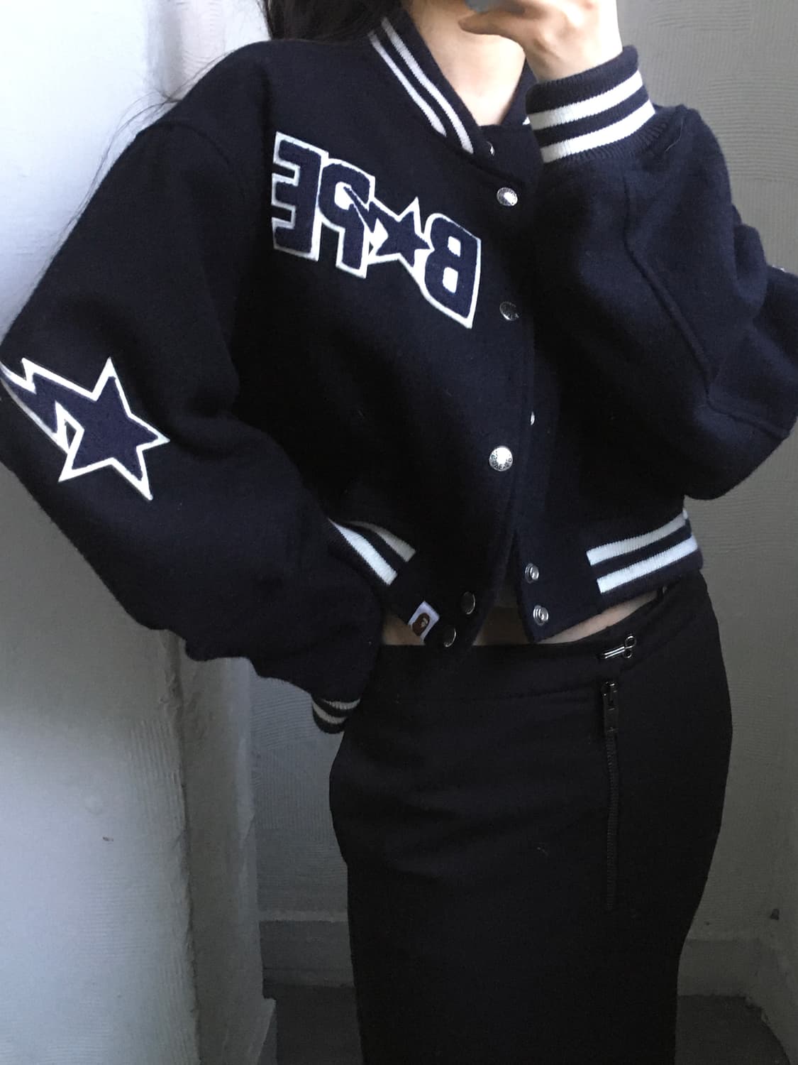 Bape 베이프 24SS 우먼 크롭 바시티 자켓 상품이미지1