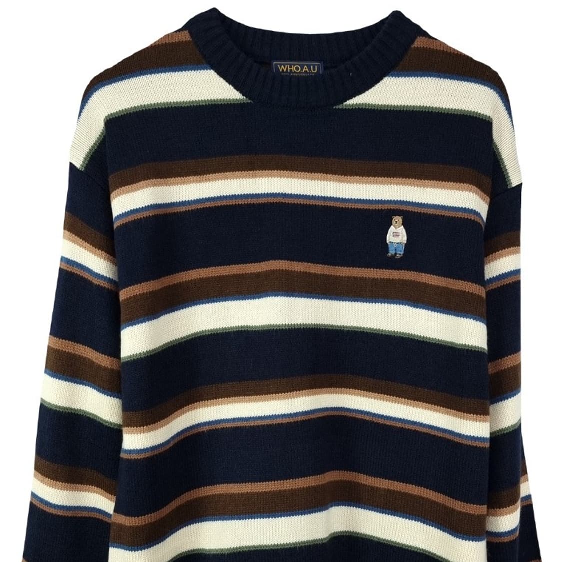 [후아유] 곰돌이 자수 스트라이프 니트 M18960 상품이미지4