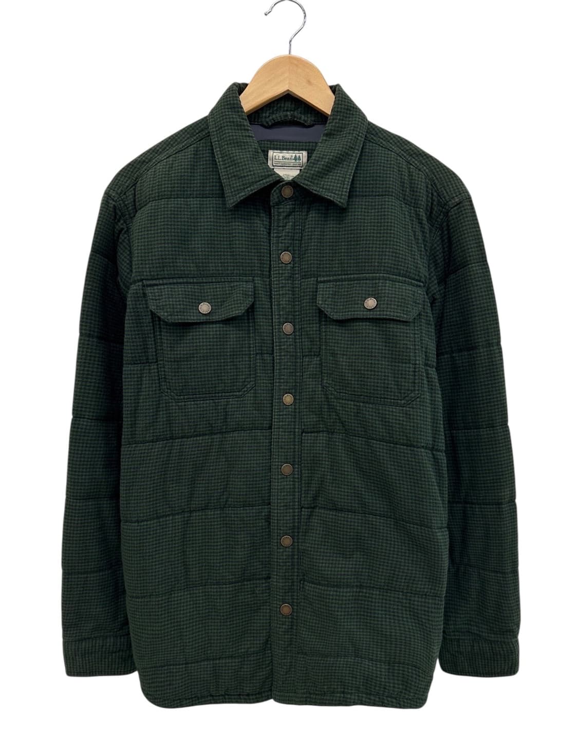 엘엘빈 깅엄체크 누빔자켓 다크그린 (M~L) 상품이미지1
