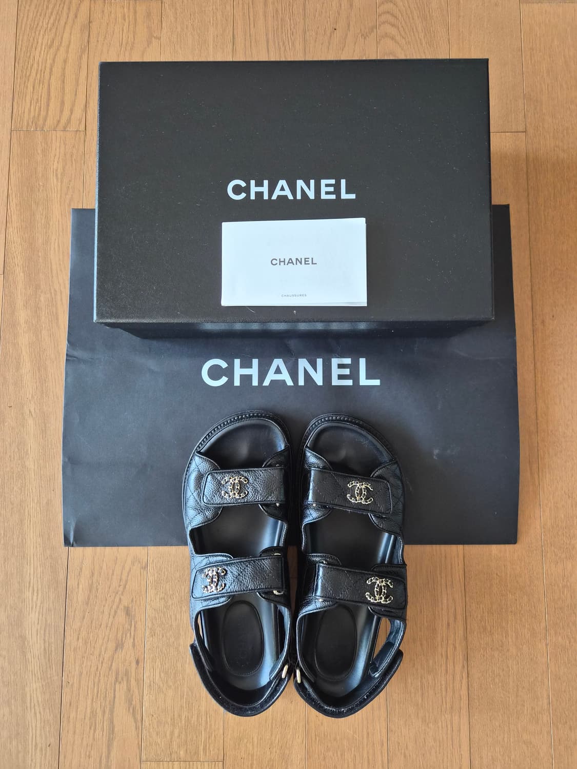 (정품) 샤넬 벨크로 샌들 캐비어 38 (명품 여자 신발 슬리퍼 뮬 스니 상품이미지1