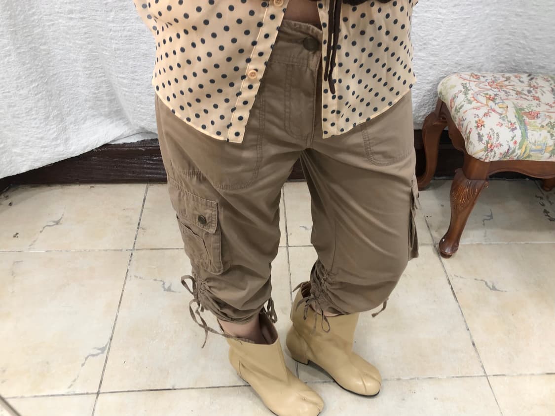 ribbon shirred capri pants 상품이미지1