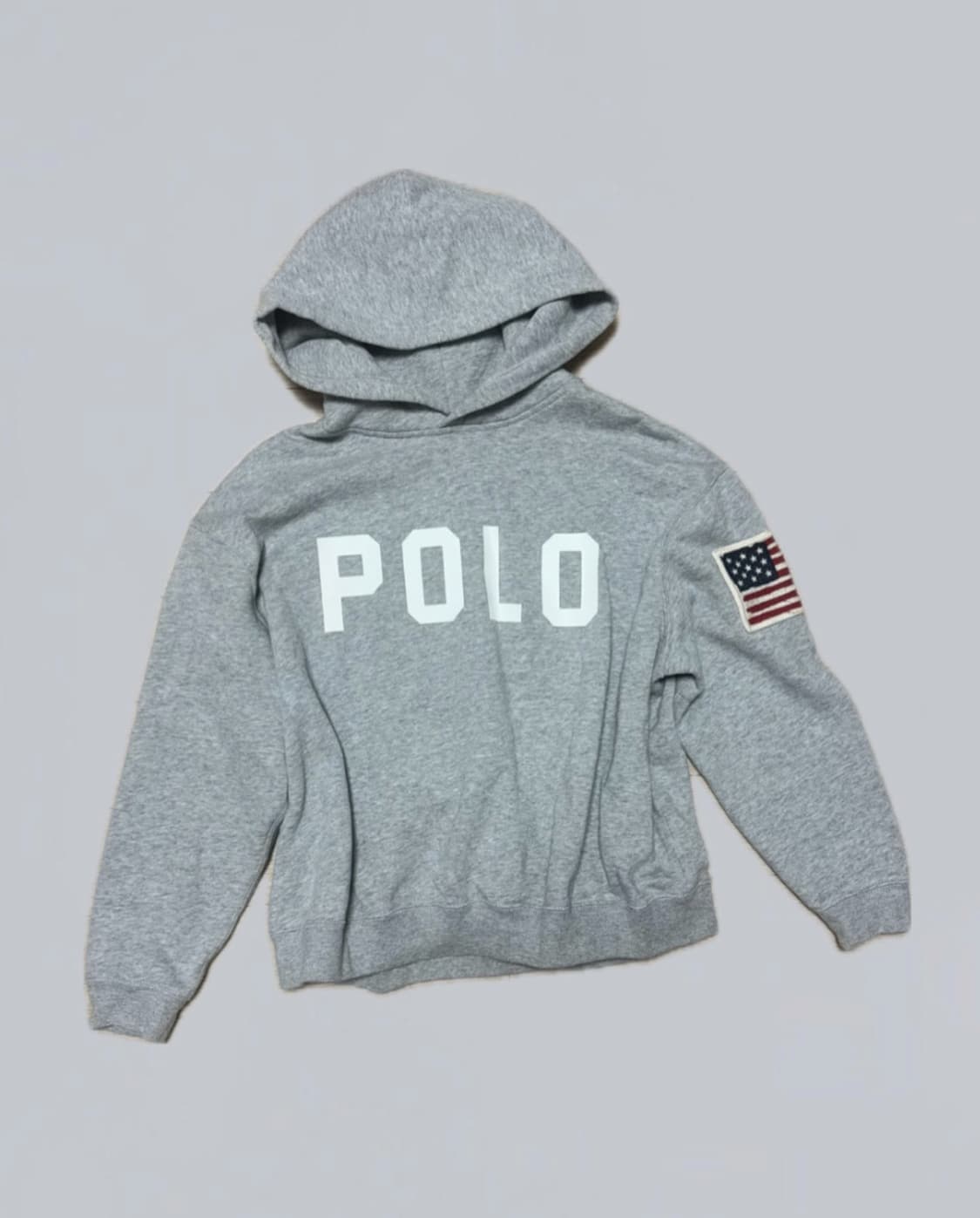 폴로 그레이 후드티 성조기 패치 포인트 상품이미지1